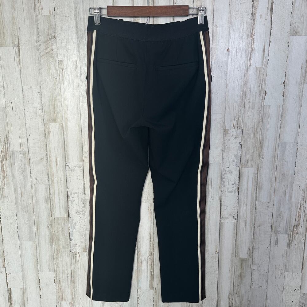 Womens Mid Rise Pants Side Stripe Size 4 Black Brown Beige Preppy Loungewear EUC - Picture 3 of 9